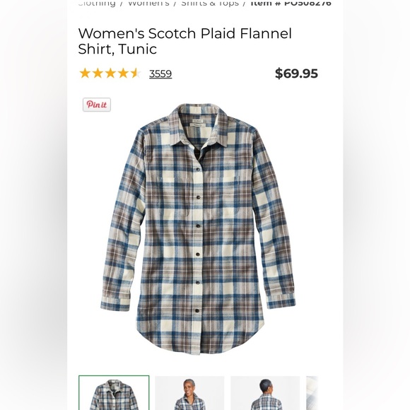 Women's Scotch Plaid Flannel Shirt, Tunic - Picture 5 of 5